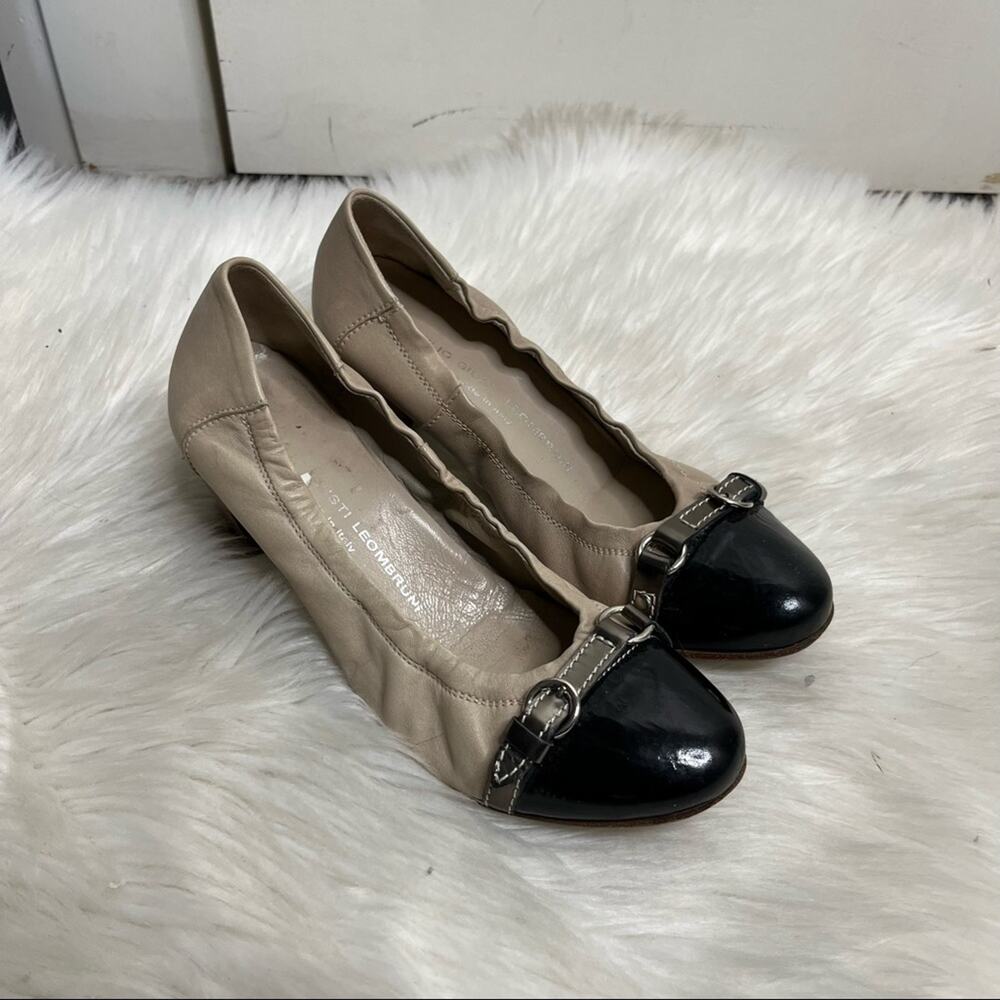 AGL Cream Leather Scrunch Heel Cap Toe Heels Size 37.5